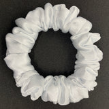 Silver Satin Mini Scrunchie