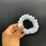 Silver Satin Mini Scrunchie