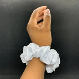 Silver Satin Scrunchie