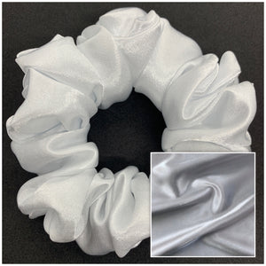 Silver Satin Scrunchie