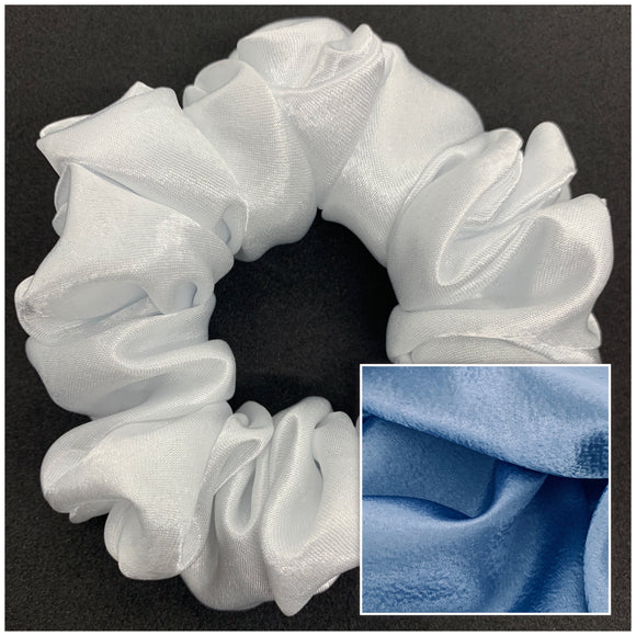 Dull Blue Satin Scrunchie