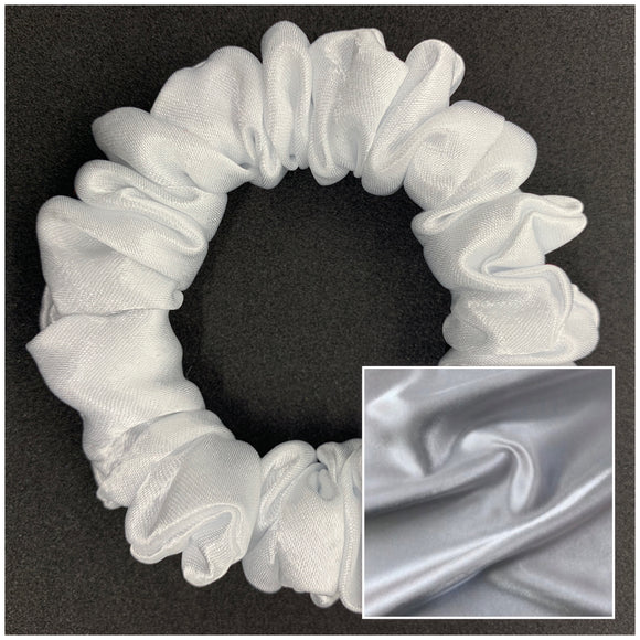 Silver Satin Mini Scrunchie