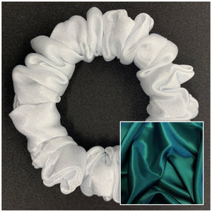 Teal Satin Mini Scrunchie