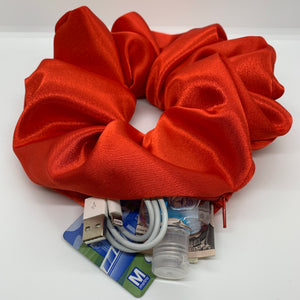 Red Satin Oversized Zipper Scrunchie