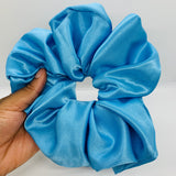 Ocean Blue Satin Oversized Zipper Scrunchie