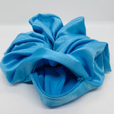 Ocean Blue Satin Oversized Zipper Scrunchie