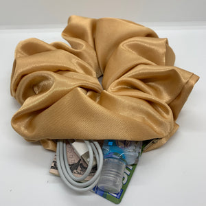 Orange Gold Satin Oversized Zipper Scrunchie