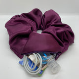 Plum Satin Oversized Zipper Scrunchie