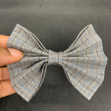 Hair Bow Gray Gingham