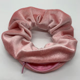 Pink Velvet Zipper Scrunchie