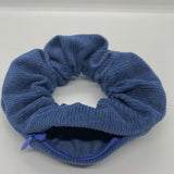 Blue Corduroy Zipper Scrunchie