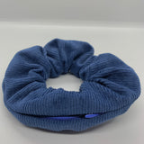 Blue Corduroy Zipper Scrunchie