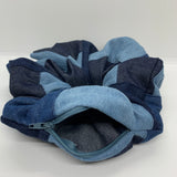 Patchwork Denim Oversized Zipper Scrunchie