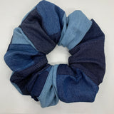 Patchwork Denim Oversized Zipper Scrunchie