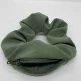 Sage Crepe Silk Zipper Scrunchie