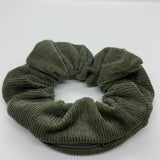 Green Corduroy Zipper Scrunchie