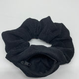 Black Corduroy Zipper Scrunchie