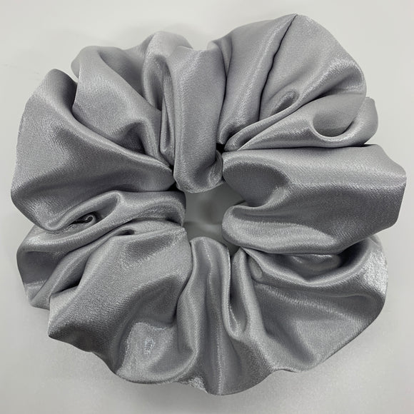 Silver Satin Oversized Scrunchie