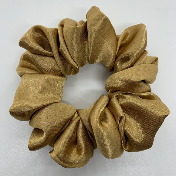 Brown Gold Satin Scrunchie