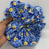 Blue Yellow Floral Oversized Scrunchie