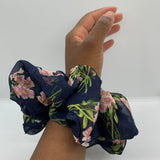 Swiss Dot Floral Oversized Scrunchie