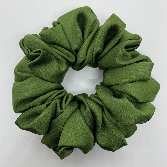 Dark Olive Satin Scrunchie