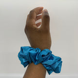 Turquoise Satin Scrunchie