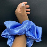 Dull Blue Satin Oversized Scrunchie