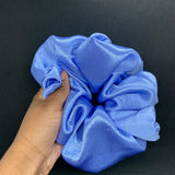 Dull Blue Satin Oversized Scrunchie