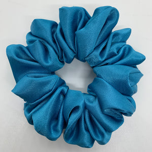 Turquoise Satin Scrunchie