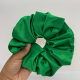 Green Satin Oversized Scrunchie