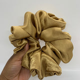 Brown Gold Satin Oversized Scrunchie