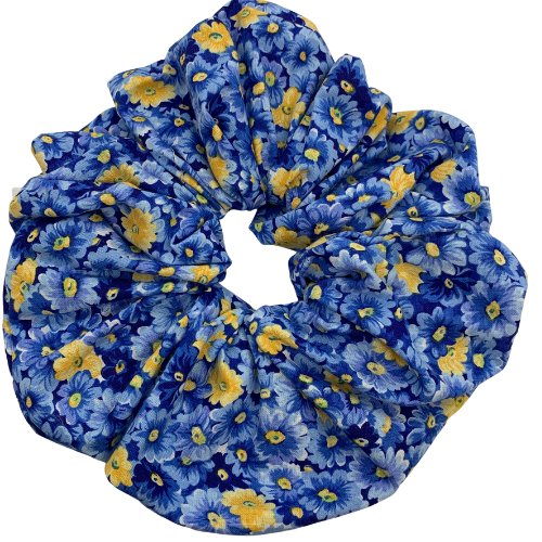 Blue Yellow Floral Oversized Scrunchie