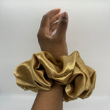 Brown Gold Satin Oversized Scrunchie