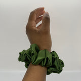 Dark Olive Satin Scrunchie