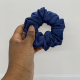 Navy Satin Scrunchie