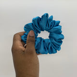 Turquoise Satin Scrunchie