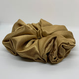 Brown Gold Satin Oversized Scrunchie