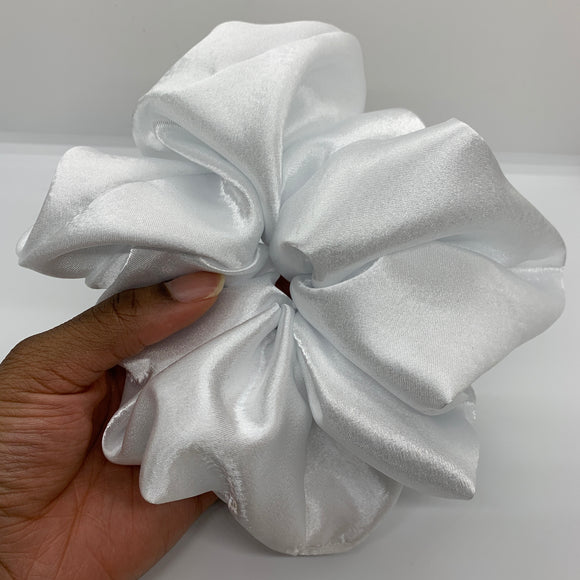 White Satin Oversized Scrunchie