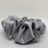 Silver Satin Oversized Scrunchie