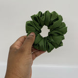 Dark Olive Satin Scrunchie