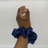 Navy Satin Scrunchie