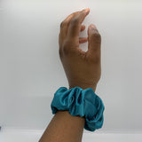 Teal Satin Ultra Thick Scrunchie